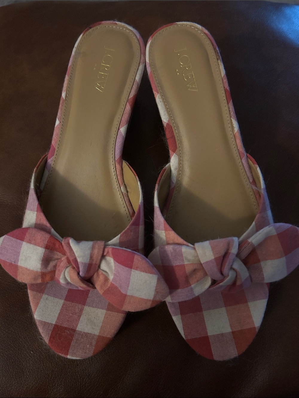 J. Crew Pink and White Gingham Knot Mules - Picture 4 of 6
